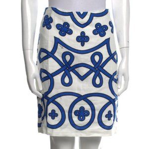 Designer J McLaughlin Linen Blend Skirt with Embroidered Design